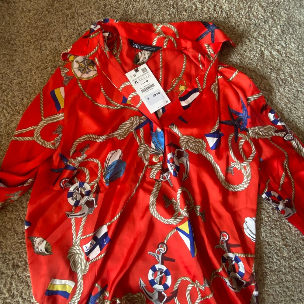 red nautical blouse